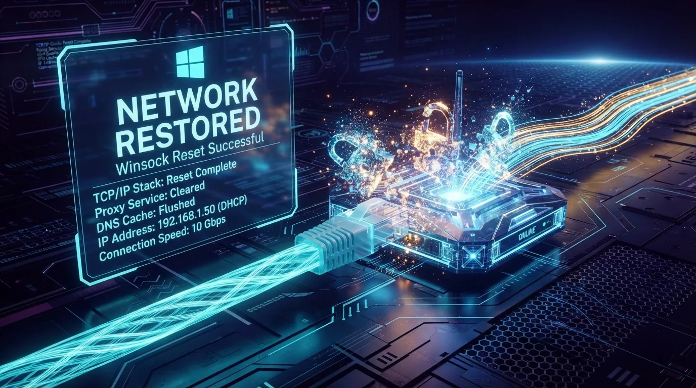راهنمای جامع و مرجع بازنشانی تنظیمات شبکه، Winsock و TCP/IP در ویندوز ۱۰ و ۱۱؛ رفع کامل ارور No Internet Access و قطعی اینترنت